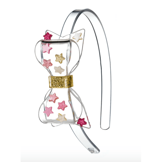Lilies & Roses Fat Bow Pearlized Pink Star Headband - hip-kid