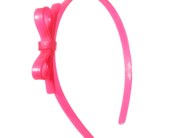 Lilies & Roses Thin Bow Neon Pink Headband - hip-kid