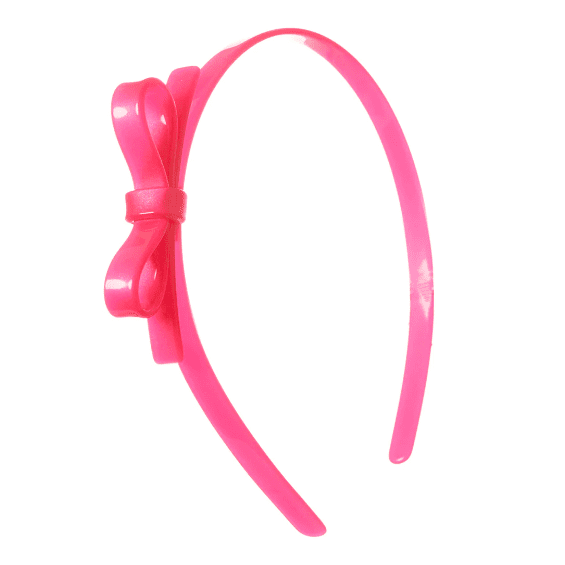 Lilies & Roses Thin Bow Neon Pink Headband - hip-kid