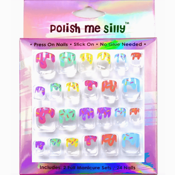 Polish Me Silly Press On Nails - Sprinkle Drip - hip-kid