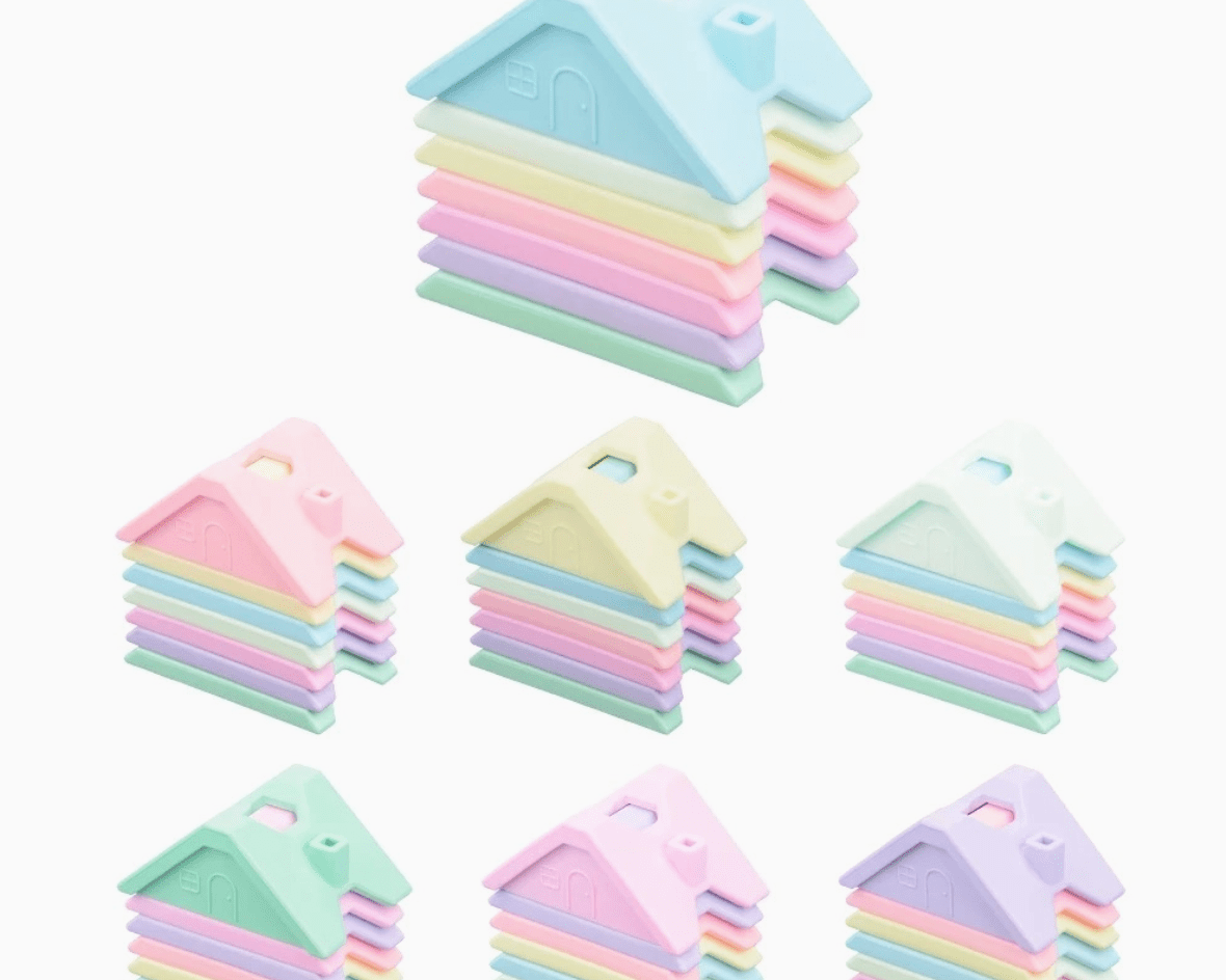 Three Hearts House Building Silicone Stackers - Bright - hip-kid