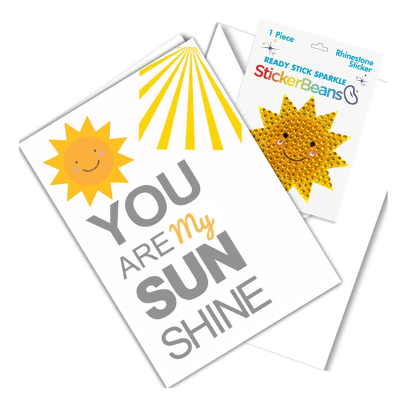 Sticker Beans - You Are My Sunshine Greeting Card w/ Sticker - hip-kid