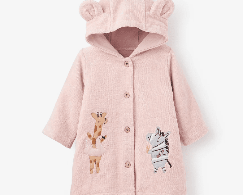 Elegant Baby Pink Seaside Safari Applique Terry Beach Coverup - hip-kid