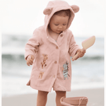Elegant Baby Pink Seaside Safari Applique Terry Beach Coverup - hip-kid