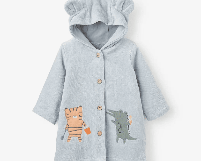 Elegant Baby Blue Seaside Safari Applique Terry Beach Coverup - hip-kid