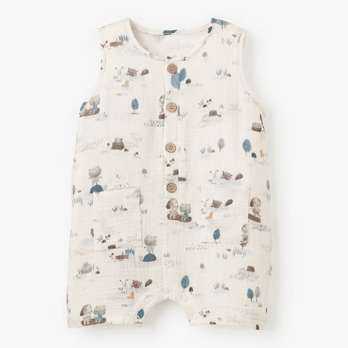 Elegant Baby Pond Friends Organic Sleeveless Shortall - hip-kid