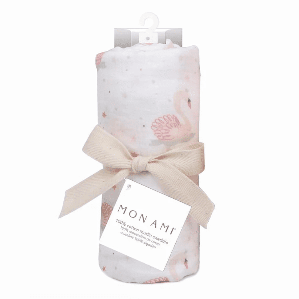 Mon Ami French Swan Muslin Swaddle Blanket - hip-kid