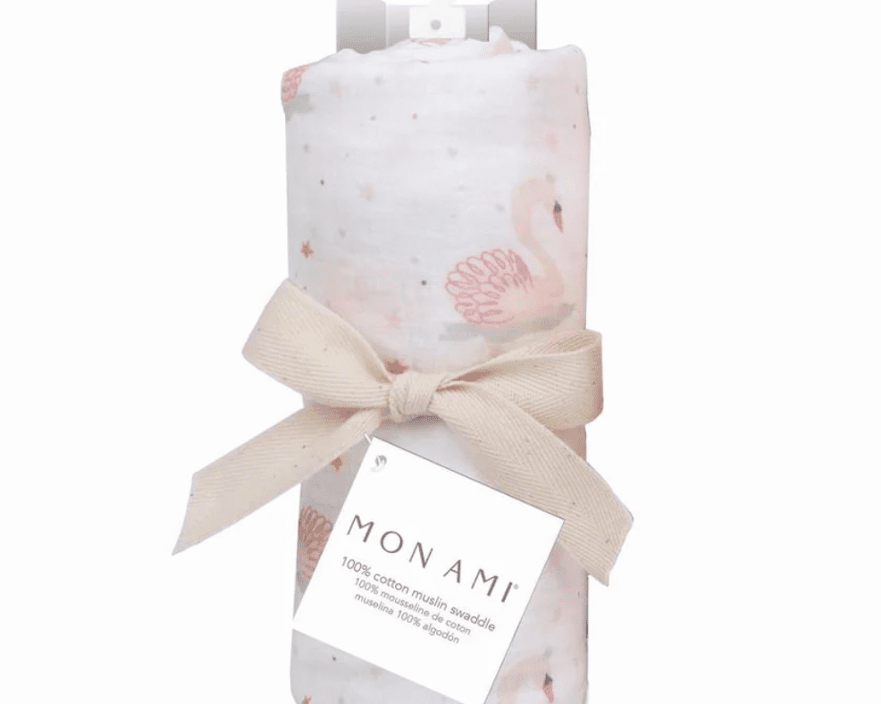 Mon Ami French Swan Muslin Swaddle Blanket - hip-kid