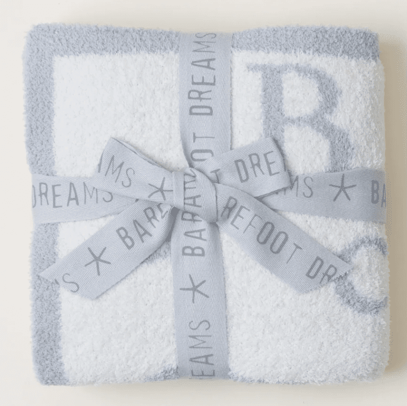 Barefoot Dreams Cozy Chic ABC Blanket (Ocean/Cream) - hip-kid