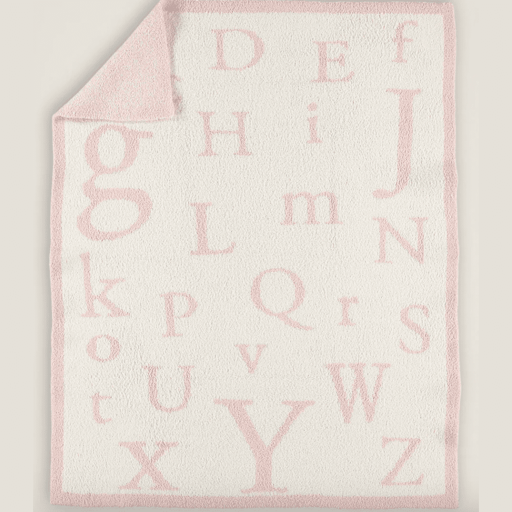 Barefoot Dreams Cozy Chic ABC Blanket (Dusty Rose/Cream) - hip-kid