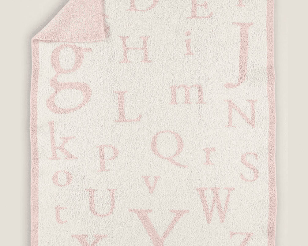 Barefoot Dreams Cozy Chic ABC Blanket (Dusty Rose/Cream) - hip-kid