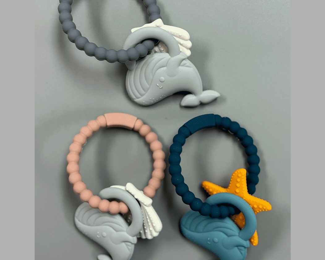 Three Hearts BPA Free Silicone Whale Teether Ring - hip-kid