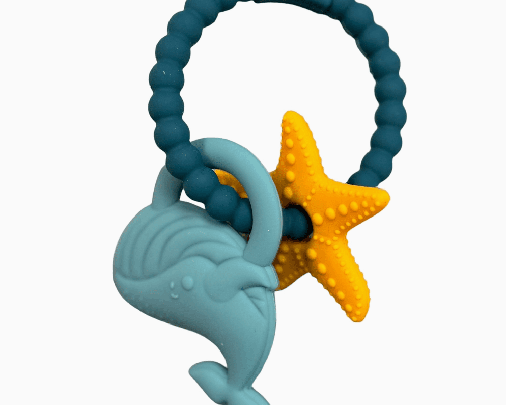 Three Hearts BPA Free Silicone Whale Teether Ring - hip-kid