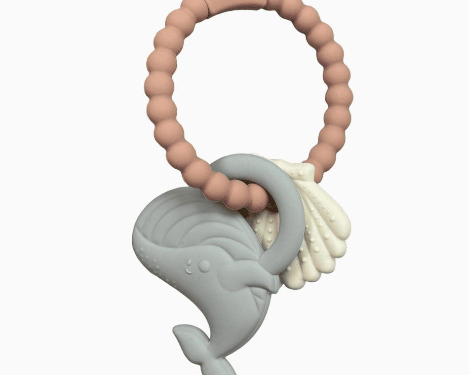 Three Hearts BPA Free Silicone Whale Teether Ring - hip-kid