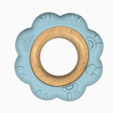 Three Hearts BPA Free Silicone & Beechwood Teether Ring Flower - hip-kid