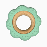 Three Hearts BPA Free Silicone & Beechwood Teether Ring Flower - hip-kid