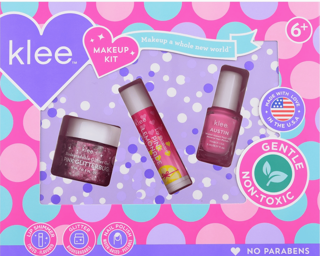 Klee Naturals Sugar Pop 3-PC Makeup Kit - Pink Sugar Swirls - hip-kid