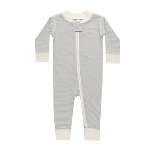 Quincy Mae Zip Long Sleeve Sleeper - Blue Micro Stripe