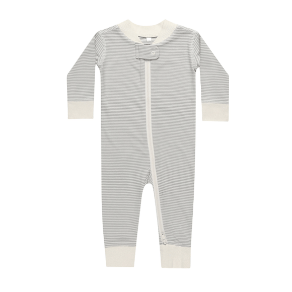 Quincy Mae Zip Long Sleeve Sleeper - Blue Micro Stripe