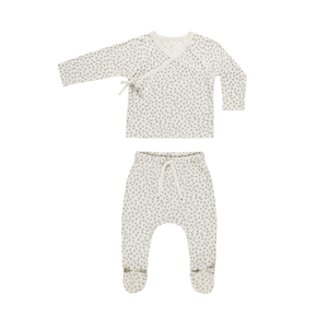 Quincy Mae Wrap Top & Footed Pant Set - Scatter