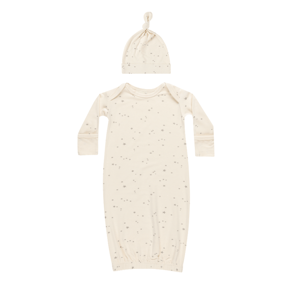 Quincy Mae Bamboo Baby Gown & Hat Set - Twinkle