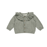 Quincy Mae Ruffle Collar Cardigan - Basil