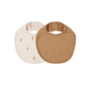 Quincy Mae Jersey Snap Bib 2 Pack - Moons/Golden