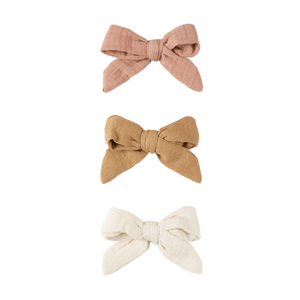 Quincy Mae Bow w/Clip Set of 3 - Rose, Natural & Golden