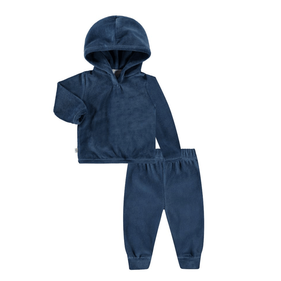 Paige Lauren Velour Hoodie & Jogger Set - Blue