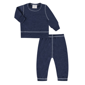 Paige Lauren Eco-Hacci Pullover & Pant Loungewear Set - Blue