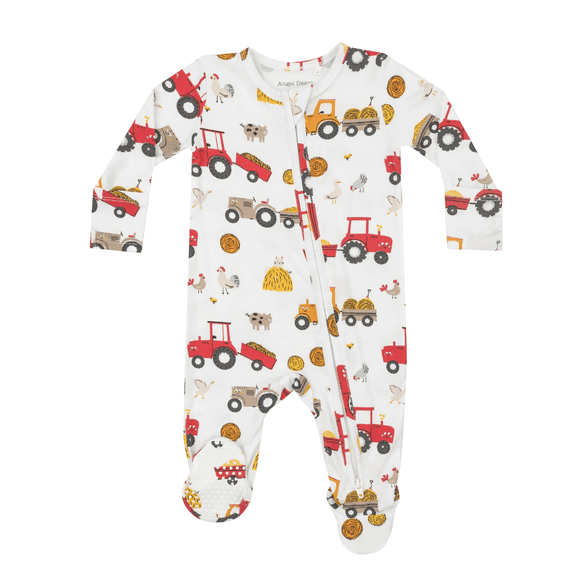 Angel Dear 2 Way Zipper Footie - Happy Tractors