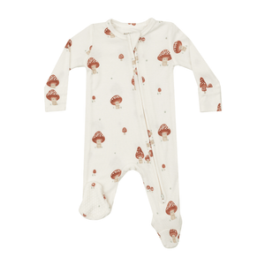 Angel Dear 2 Way Zipper Footie - Mushrooms