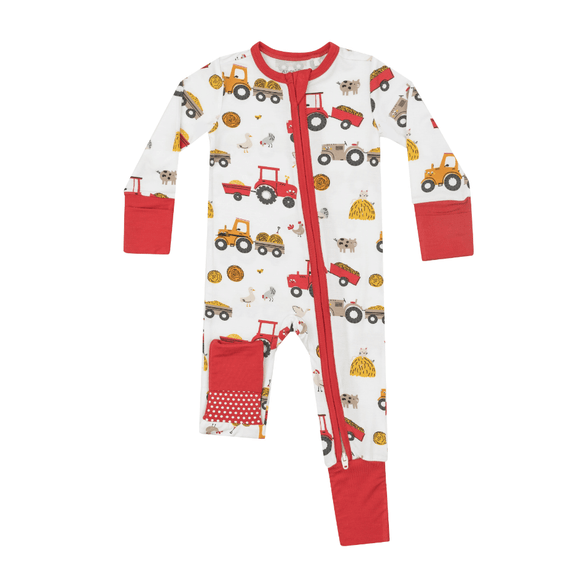 Angel Dear Happy Tractor 2 Way Zipper Romper