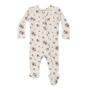 Angel Dear Misty Rose Floral 2 Way Zipper Footie