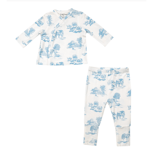 Angel Dear Farm Toile Blue TMH Set w/ Roll Over Cuff Pant