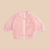 HUXBABY Unicorn Heart Faux Fur Jacket - Candy