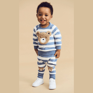 HUXBABY Furry Hux Stripe Sweatshirt & Drop Crotch Pant Set