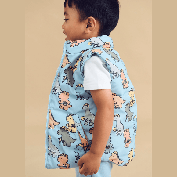 HUXBABY Construction Dinos Reversible Vest