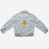 Petite Hailey Patched Denim Jacket (Light Blue Daisy)