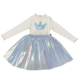 Petite Hailey Crown Pearl Tutu Dress - Blue