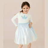 Petite Hailey Crown Pearl Tutu Dress - Blue