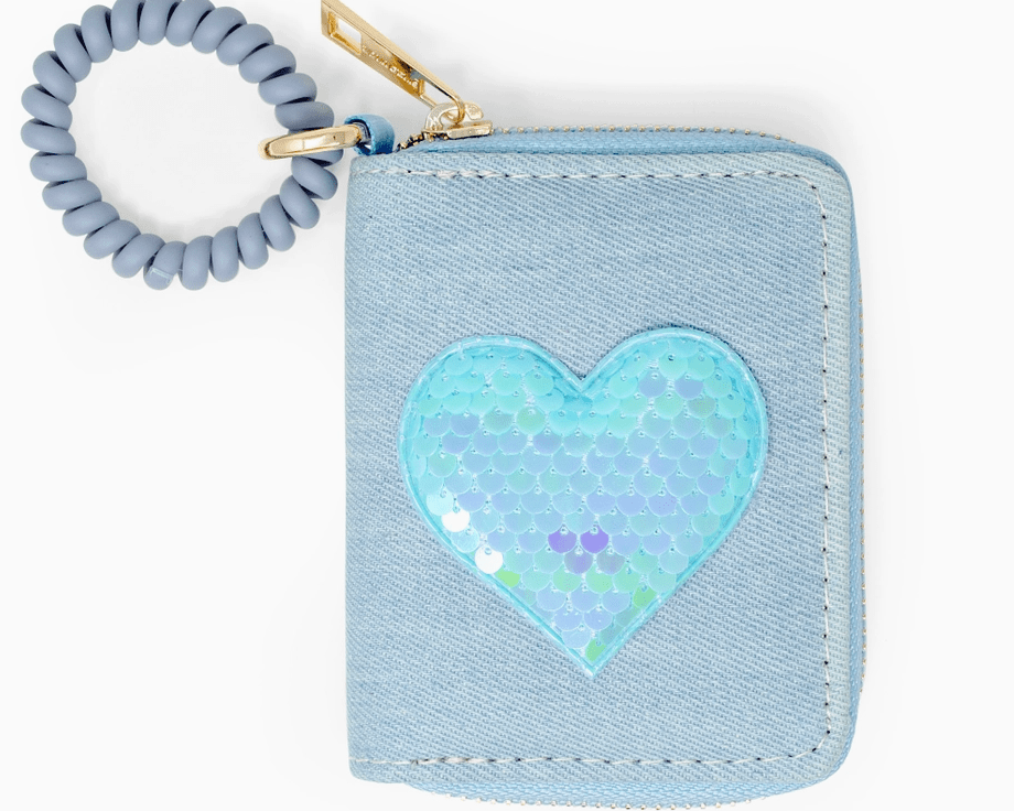 Zomi Gems - Sequin Heart Spiral Strap Wallet