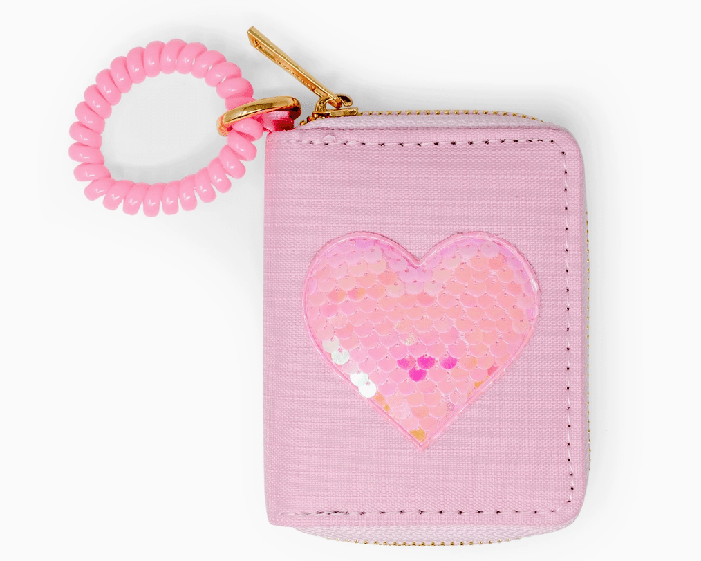 Zomi Gems - Sequin Heart Spiral Strap Wallet