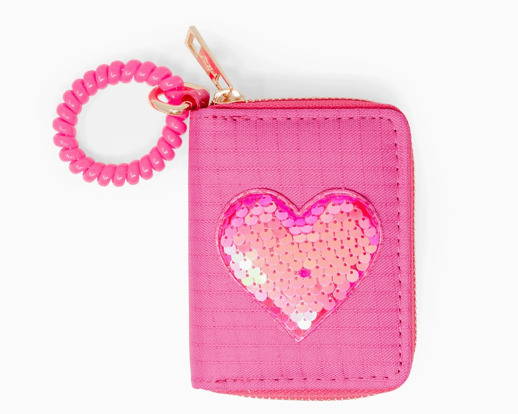 Zomi Gems - Sequin Heart Spiral Strap Wallet