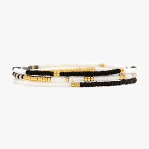 Puravida Mixed Seed Bracelets Set of 3 - Monochrome