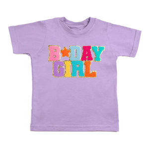 Sweet Wink Birthday Girl Patch Short Sleeve T-Shirt - Lavender