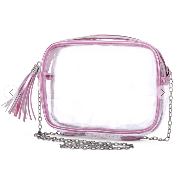 Iscream Star Pink Metallic Clear Crossbody Bag