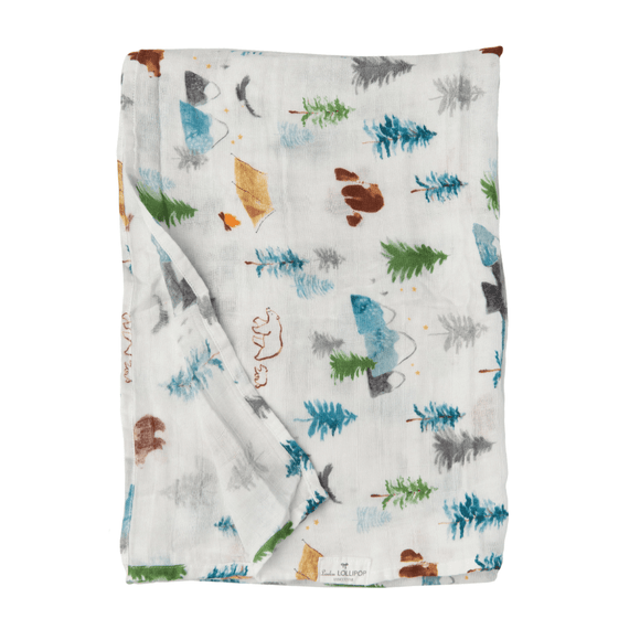 LouLou Lollipop Muslin Swaddle - Cozy Forest