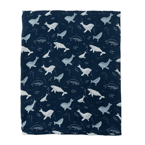 LouLou Lollipop Muslin Swaddle - Blue Whales