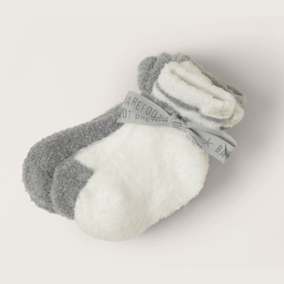 Barefoot Dreams Cozy Chic Lite Infant Sock Set 3 Pack - Moonbeam Pearl